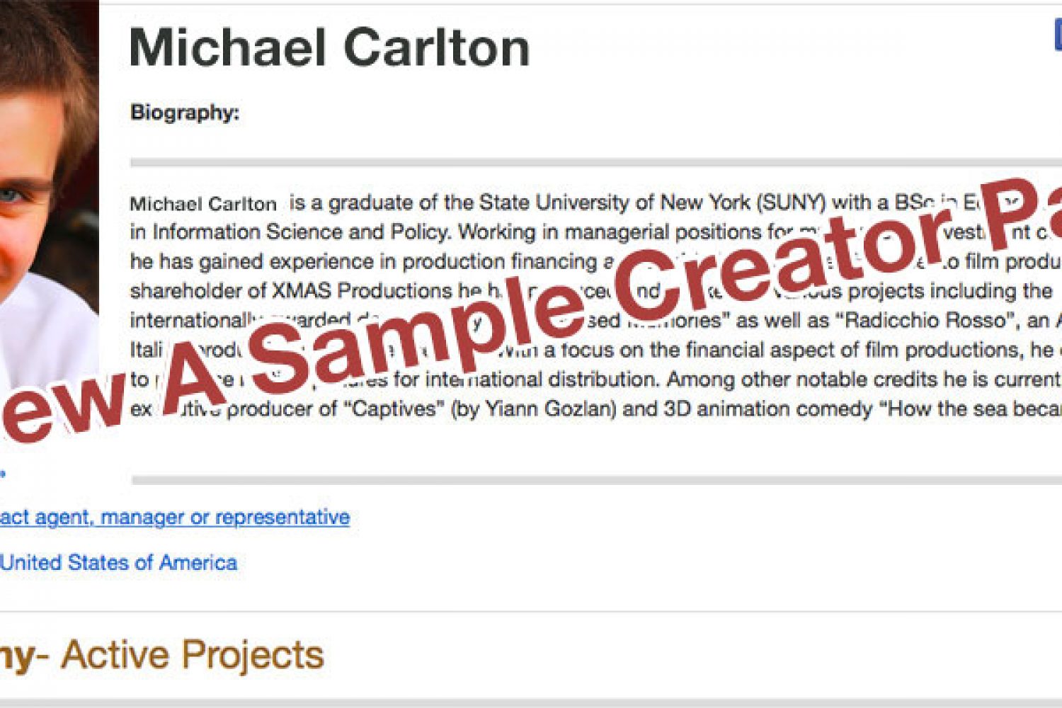 Sample Creator Page Profile